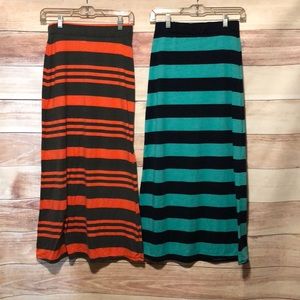 2 Striped Maxi Skirts Juniors Small